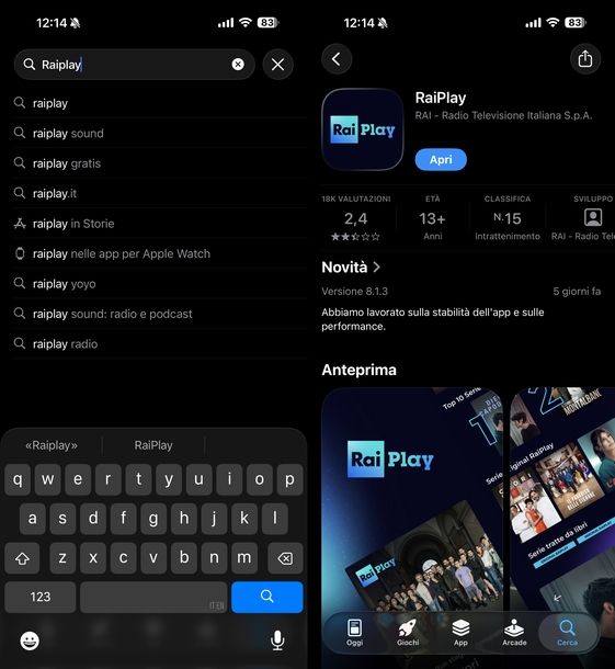 Aggiornare RaiPlay iOS