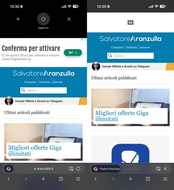 Aggiornare pagina Web Microsoft Edge iOS