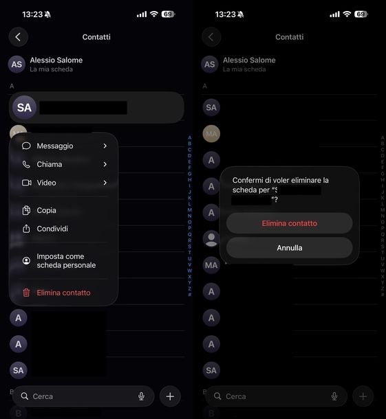 Eliminare contatto dalla rubrica iOS