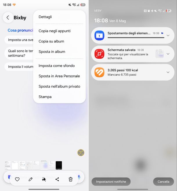 Come aggiungere elementi all'Area Personale Samsung