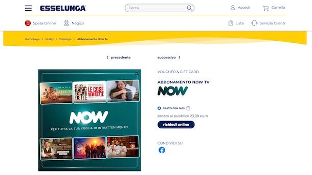 Attivare NOW con Esselunga