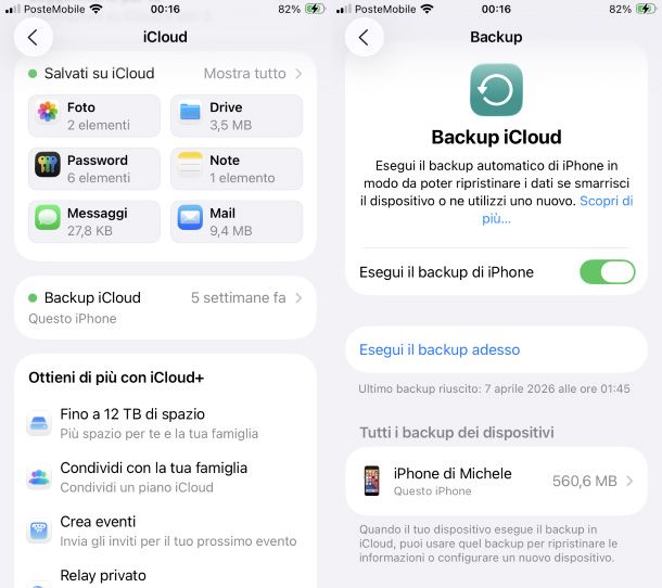 Backup iCloud