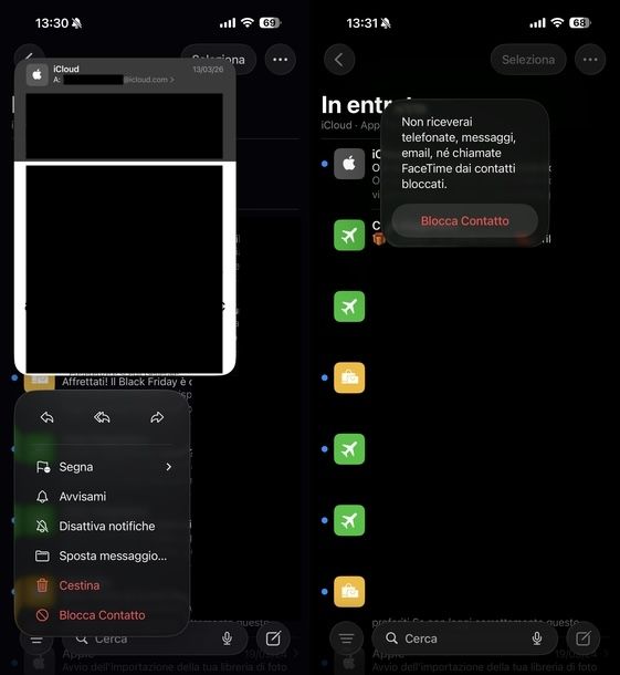 Bloccare mittente specifico app Mail iOS