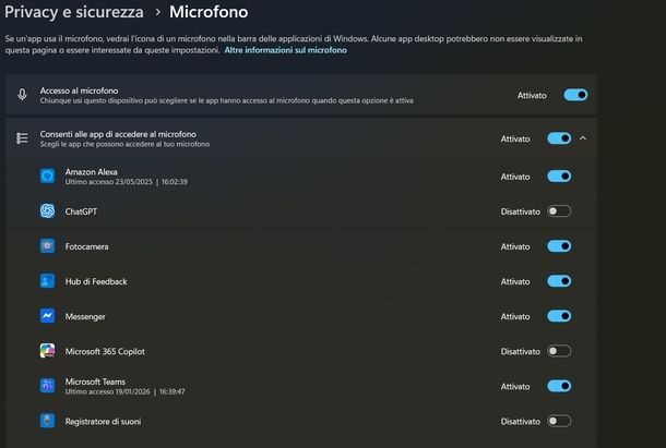 Riattivare microfono su Windows