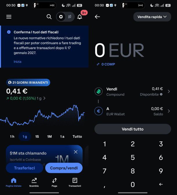 Prelievo Coinbase