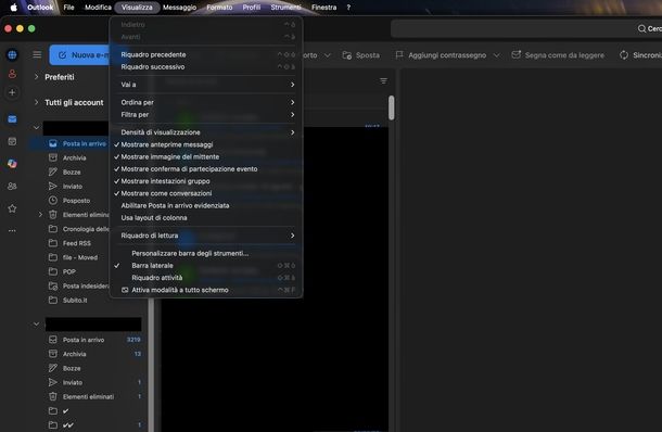Visualizzare barra multifunzione Outlook macOS