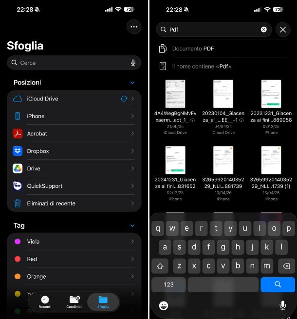 Cercare un file su iPhone
