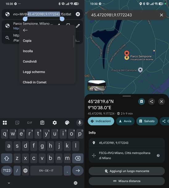 Vedere coordinate su Google Maps Android
