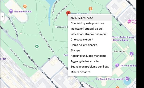 Vedere coordinate su Google Maps Web