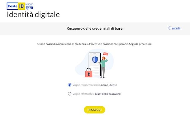Recuperare nome utente PosteID