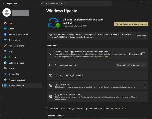 Aggiornamenti Windows