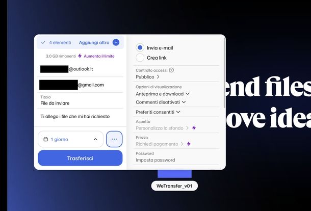 Come funziona WeTransfer email