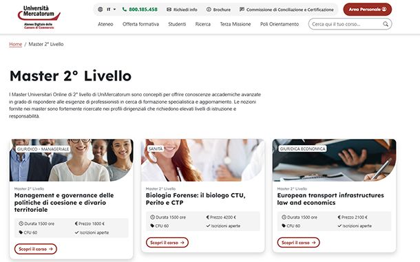 Master Universit&agrave; telematica Mercatorum