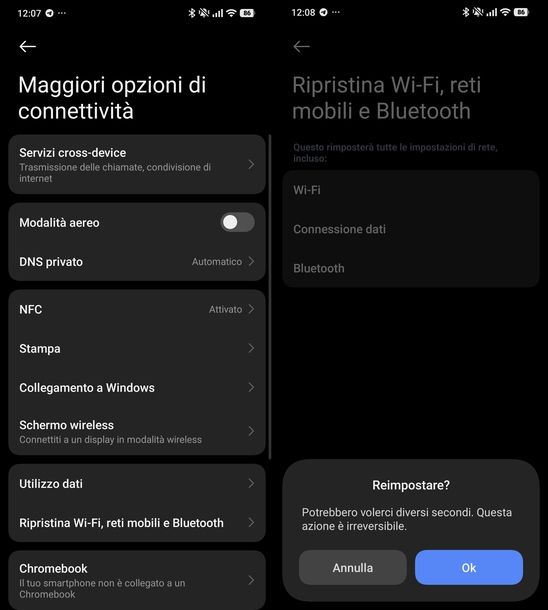 Ripristinare Wi-Fi Android