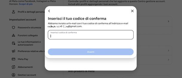 Cambiare mail Instagram codice di verifica