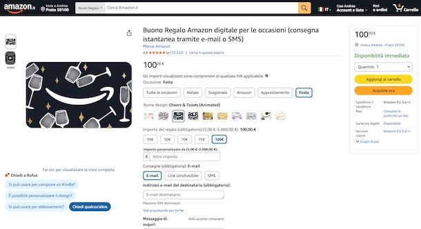 Acquistare buono Amazon