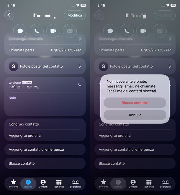 bloccare singoli numeri iPhone