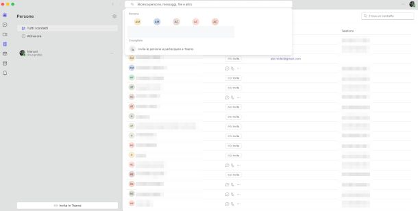 strumenti di ricerca su Teams da Web