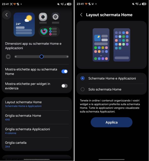 Come ingrandire le icone sullo schermo Samsung