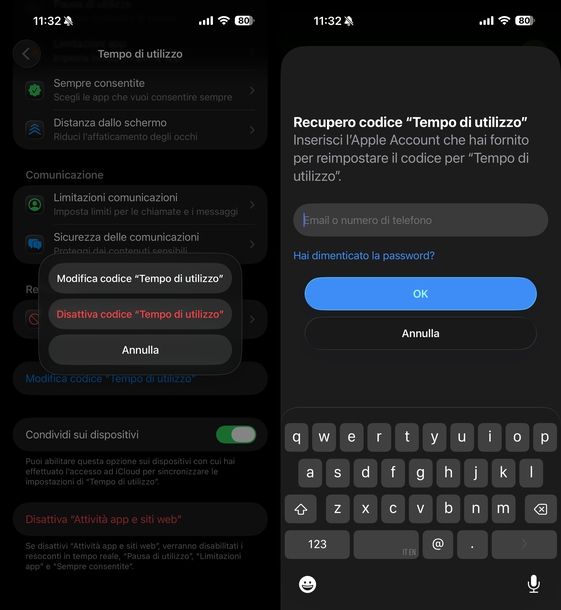 Recuperare codice Tempo di utilizzo iPhone