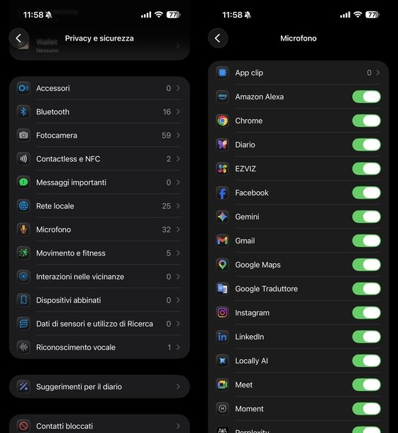 Riattivare microfono su iOS