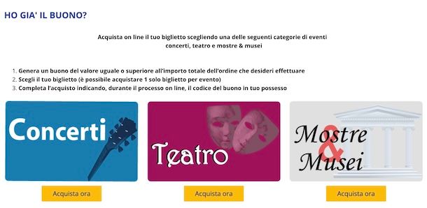 Acquistare su TicketOne con Carta del merito