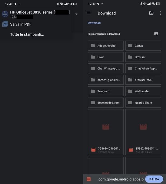 Creare PDF da immagini stampante Android