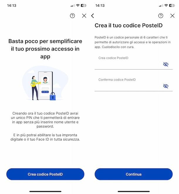 Creare codice PosteID