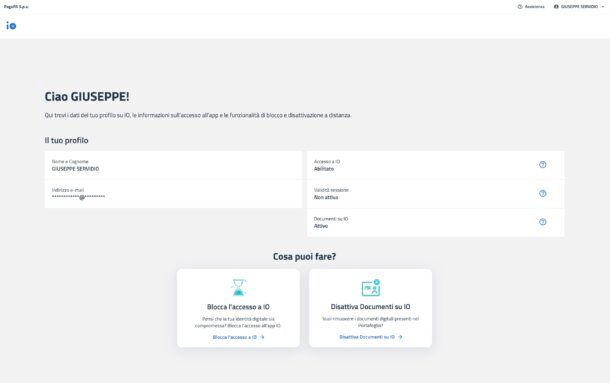 Bloccare accesso app IO