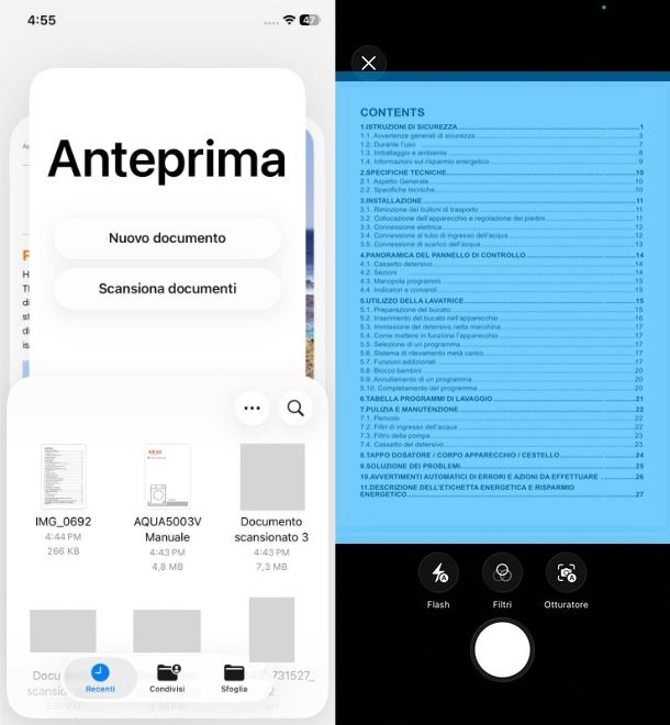 Come scannerizzare con Anteprima iPhone