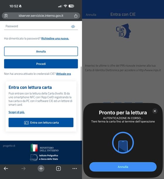 Utilizzare CIE da smartphone e tablet
