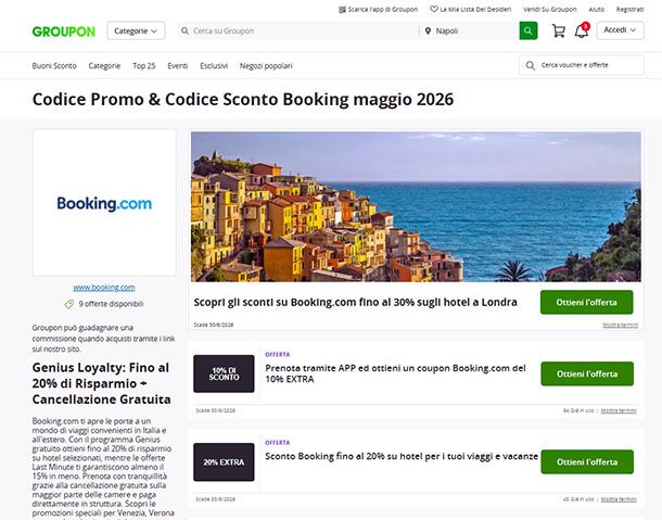 Pagina Booking di Groupon