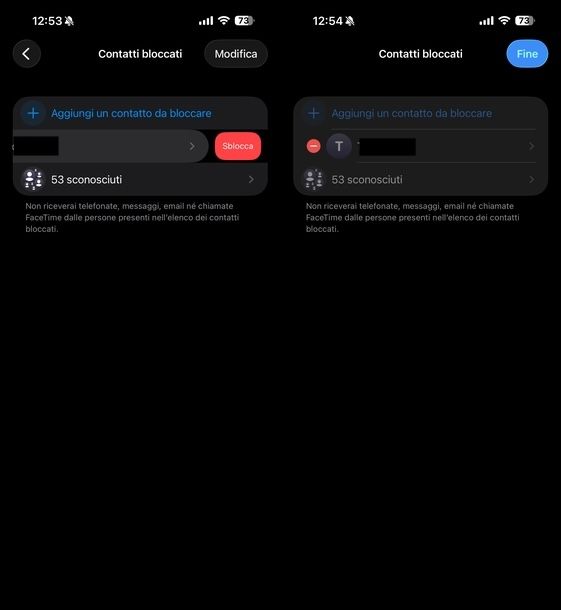 Sbloccare contatto iOS