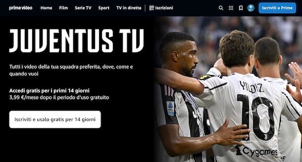 Juventus TV su Prime Video