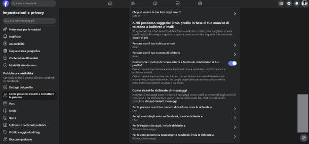 Impostazioni Facebook