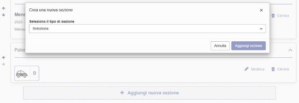Aggiunta sezione CV