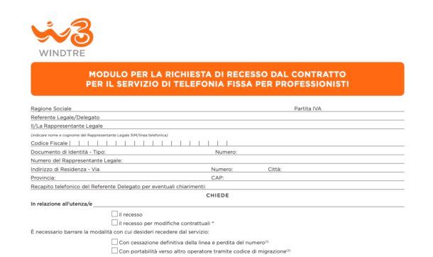 Disdetta WINDTRE Business