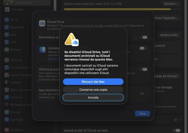 Disattivare iCloud Drive macOS