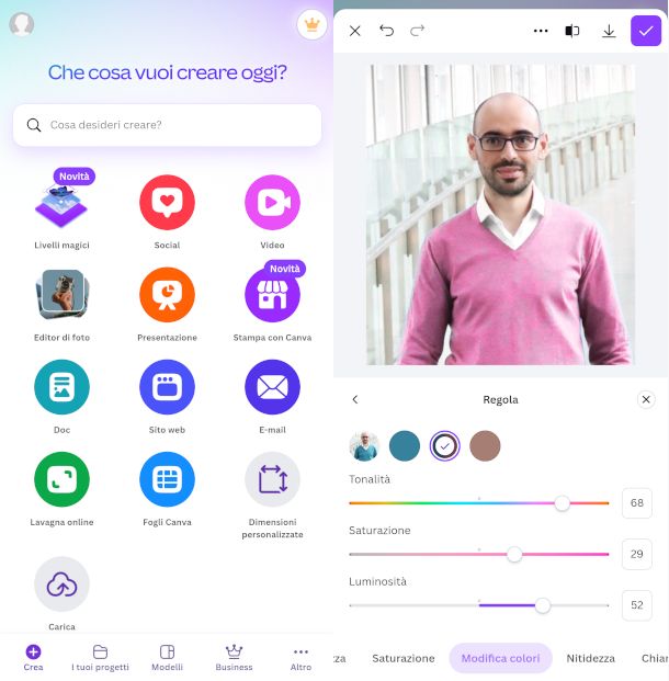 schermate app Canva