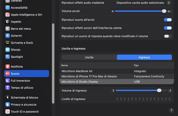 Riattivare microfono su macOS