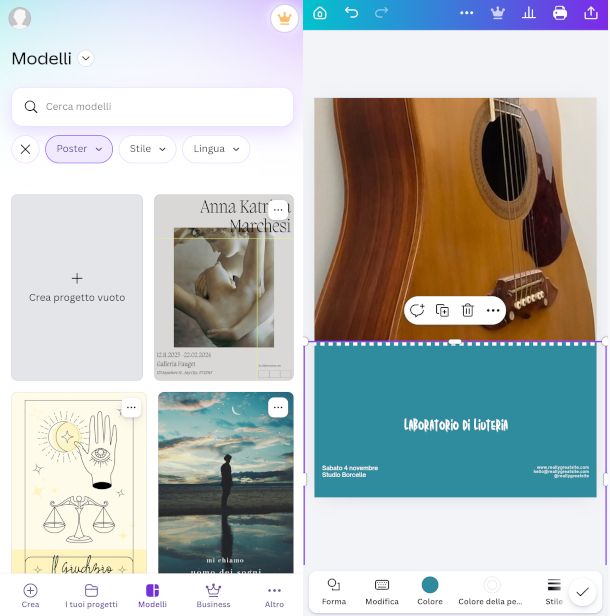 schermate app Canva