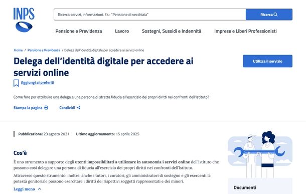 Entrare nel sito INPS con delega