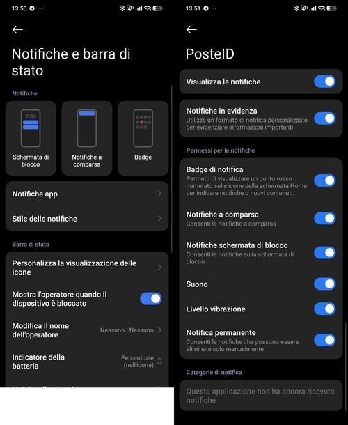 Attivare notifiche app PosteID Android
