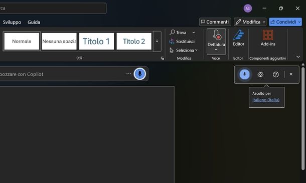 Riattivare microfono su Word Windows