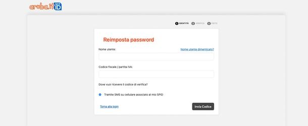 reset password Aruba SPID