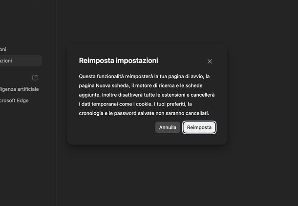 Ripristinare barra degli strumenti Microsoft Edge