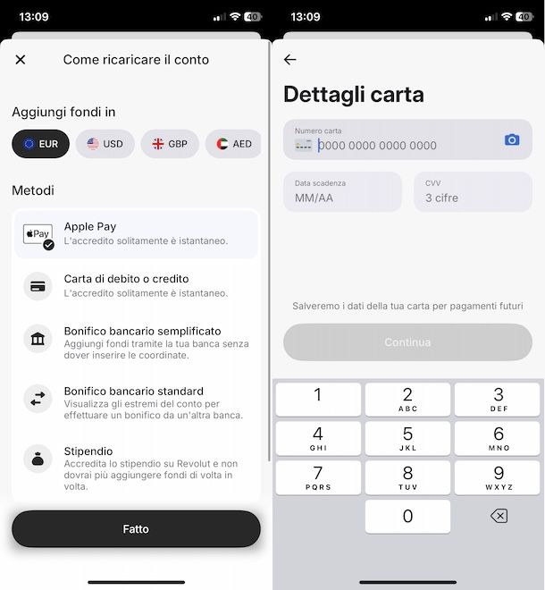 Aggiungere fondi su Revolut