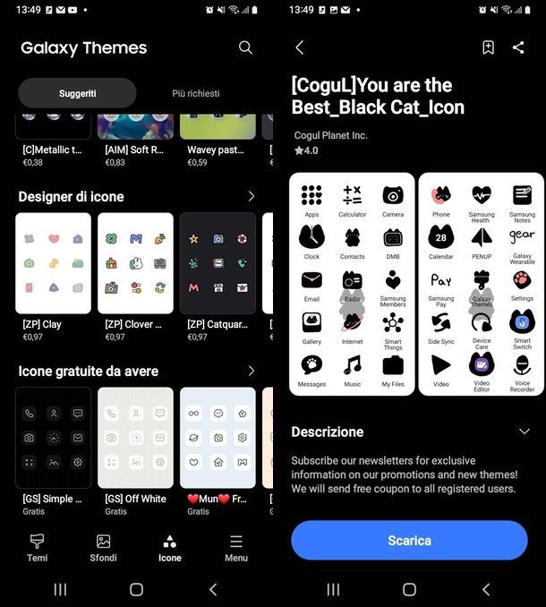 Samsung cambiare icone app