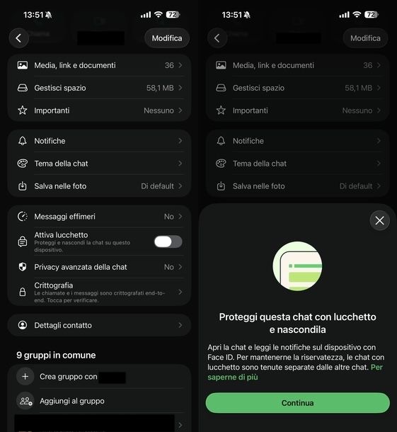 Mettere Face ID su app WhatsApp