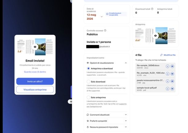 Come funziona WeTransfer email